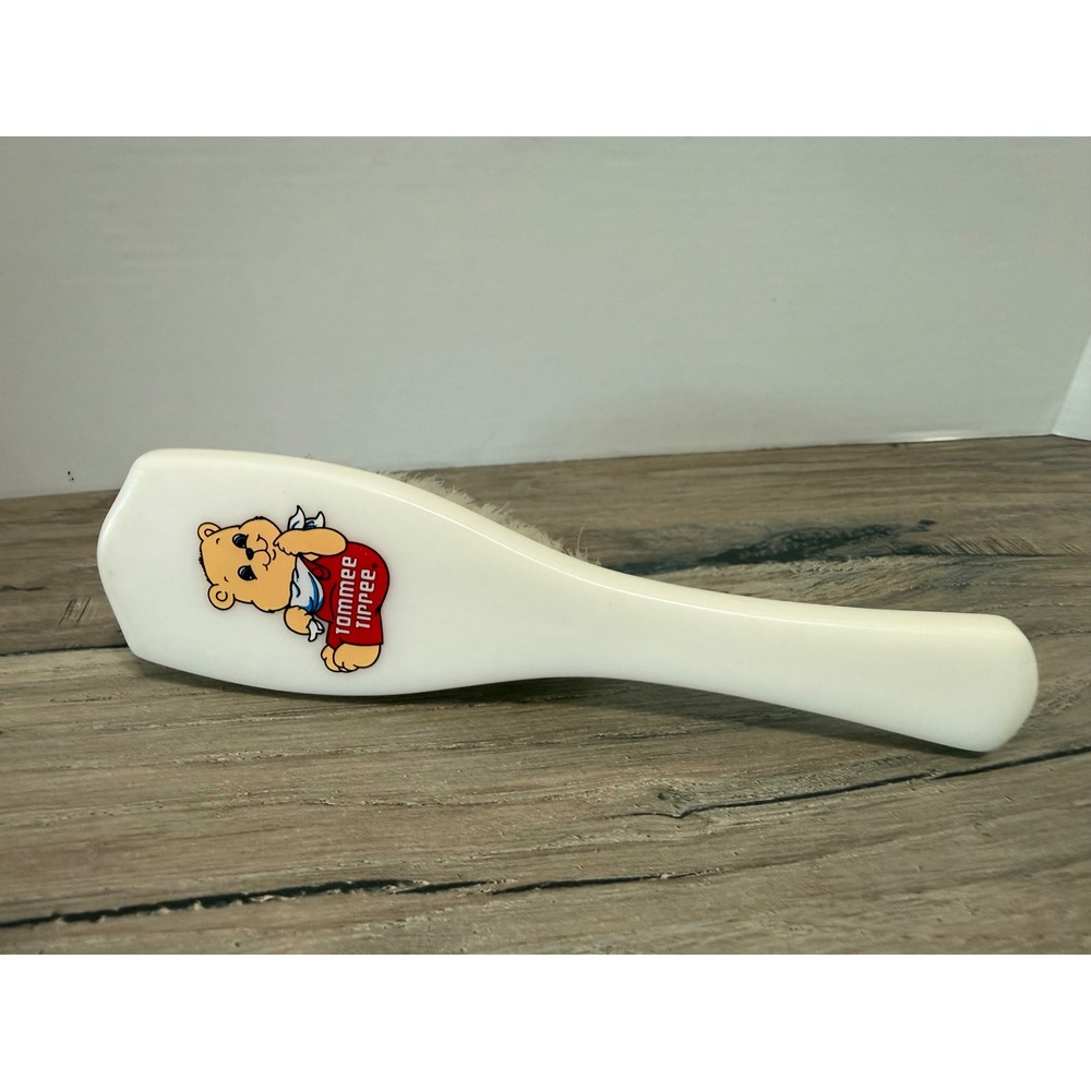 Vintage Tommee Tippee Baby Hair Brush White‎ Teddy Bear Graphic Soft Bristle